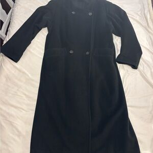 Vintage Cashmere 100% Black Double Breasted Coat 1980-1990s old money winter coa